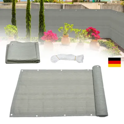 Produktbild von Yakimz Balkon Sichtschutz 75 X 600 cm Balkonabdeckung Balkonumspannungen Balkonsichtschutz Balkonverkleidung UV-Schutz HDPE Garten Grau