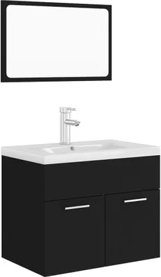 Immagine prodotto di vidaXL Set di mobili da bagno in legno nero