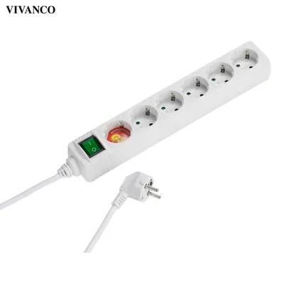 Produktbild von ViVanco™EBLS 6W, 6 AC-Ausgänge, Weiß, 1,4 m, 400 mm, 80 mm, 60 mm