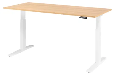 Produktbild von bümö Schreibtisch elektrisch XMKA - Größe: 180 x 80 cm, Gestell: Weiß, Nachbildung: Eiche