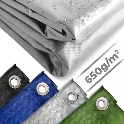 Zdjęcie produktu dla JAGO Plandeka 650 g/m², z oczkami, szara, 4 x 8 m