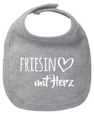 Produktbild von Huuraa Baby Lätzchen Friesin mit Herz Heather Grey Klettverschluss  Baumwolle Latz Geschenkidee