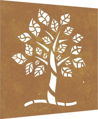 Image de vidaXL Décoration murale de jardin 55x55 cm acier corten design arbre
