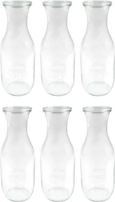 Produktbild von Weck Einkochflasche Saftflasche 1000 ml mit 60 mm Deckel 6er Set