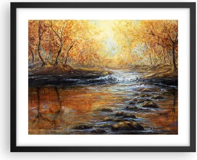 Produktbild von Gerahmtes Poster - Schwarzer Rahmen - Bach Park Baum - 50x40 cm - Wand Bild - Wanddeko - Wandbilder - Kunstposter - Wandposter - Bilderrahmen - Bilder - Kunstdruck - Wandbild - P2BAA50x40-3973