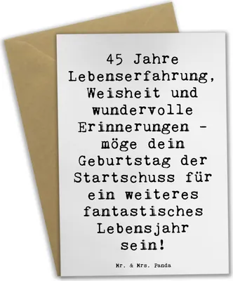 Produktbild von Mr. & Mrs. Panda babykarte Spruch 45. Geburtstag - Weiß - Geschenk, Jubiläum, Lachen, osterkarte, Beileidskarte, Happy Birthday, hochzeitskarten, Freude, Grußkarte