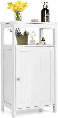 Produktbild von Bodenschrank, Bodenschrank, Eckschrank, 1 Oberregal, 1 Tür mit verstellbarem Ablage, ideal für Wohnzimmer, Schlafzimmer, Badezimmer, 45 x 30 x 84 cm (Weiss)