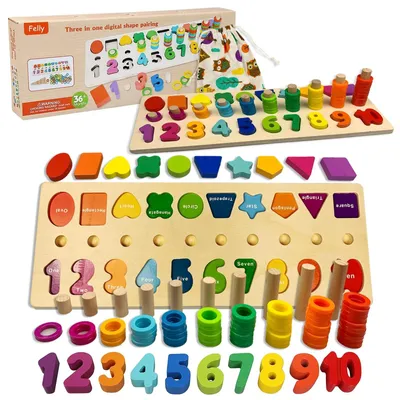 Productafbeelding van Elzusha - Montessori Houten Educatief Speelgoed 2-in-1 voor Kinderen