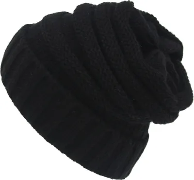 Produktbild von ASKSA Strickmütze Damen Slouch Beanie Mütze Street Style Grobstrick Wintermützen Klassische Weiche Beanie, Schwarz