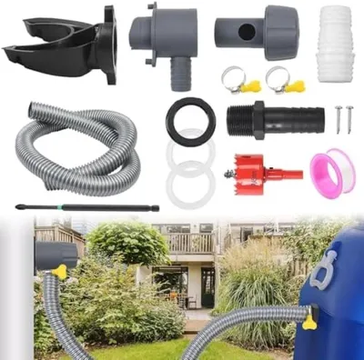 Produktbild von PolkaHome® Regenwassersystem – einfacher Anschluss für Regenrohr 70–100 mm, 100 cm Schlauch