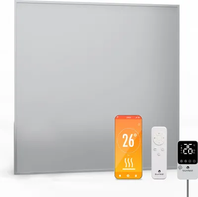 Image de Blumfeldt radiateur infrarouge mural 360 W – IP44, thermostat externe, contrôle par appli & télécommande, aluminium, verrouillage parental, pour salle de bain, 6-10 m²
