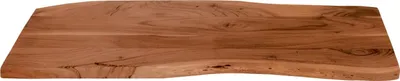 Produktbild von Holzplatte 100x40 cm Louisa, Tischplatte aus Akazienholz massiv + nussbaumfarben, Baumkanten-Platte für Heimwerker, geeignet für Arbeitsplatten, Tische & Fensterbretter