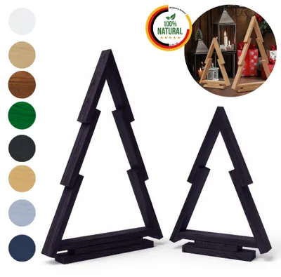 Immagine prodotto di Floranica Albero di Natale Nero in Legno di Pino Set 2 Pezzi Stile Elegante e Sostenibile