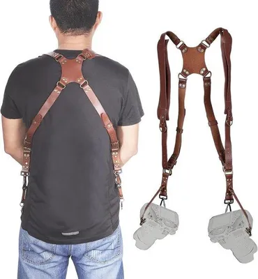 Image de Différentes sangles en cuir pour appareils photo numériques - sangle double bandoulière - sangle pour reflex numérique (DSLR/SLR) - sangle en cuir avec bandoulière