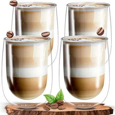 Immagine prodotto di Vetri isolanti in borosilicato, 4 da 350 ml, per tè, caffè, acqua