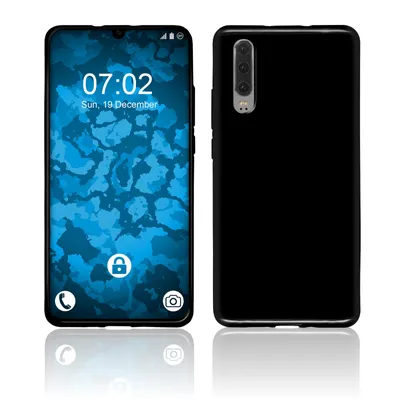 Produktbild von PhoneNatic Case kompatibel mit Huawei P30 - schwarz Silikon Hülle transparent Cover
