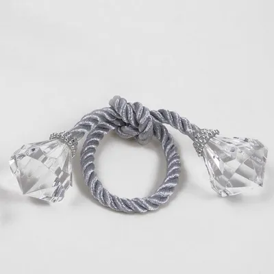 Produktbild von Serviettenringe Silber – Kordel mit Dekodiamant – 7 cm – 4er Set - 678202