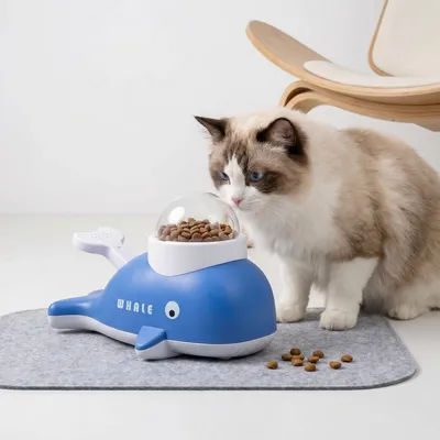 Immagine prodotto di Giocattolo interattivo a forma di balena, distributore di cibo lento e dispenser di snack per cani e gatti