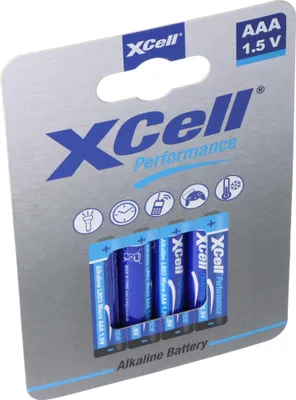 Produktbild von XCell Batterie Alkaline Micro, AAA, LR03, umweltfreundliche Verpackung, 1.5V, 4er Blister