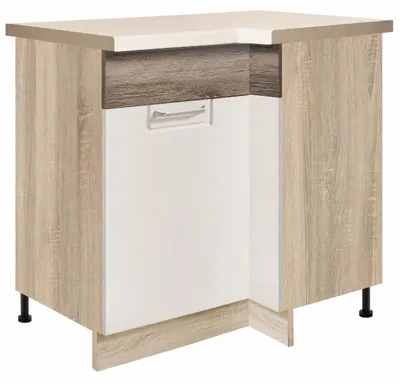 Produktbild von ECONO 15D – Eckunterschrank 100 × 70 cm, Weiß Hochglanz