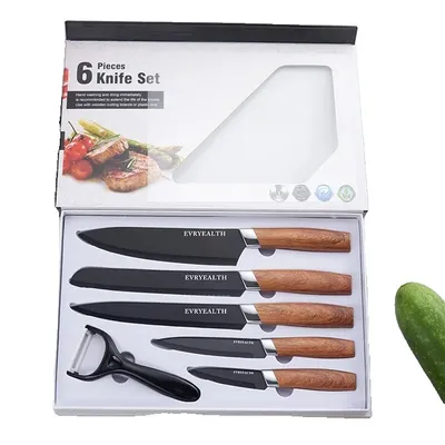 Immagine prodotto di Set di coltelli, acciaio inox di alta qualità, manico in PP effetto legno, nero