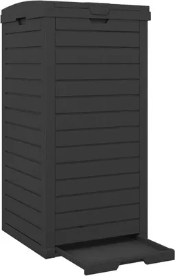 Produktbild von Mülltonne 118 L, Abfalltonne mit Deckel, Abfallbehälter mit Griff & Bodenziehplatte, Mülleimer Wetterfest, Abfalleimer 40 x 40 x 86 cm für Outdoor, Garten, Hof