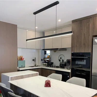 Obrázok produktu pre Stmívateľná LED závesná lampa, čierna, moderný dizajn, s diaľkovým ovládaním