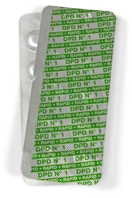 Produktbild von 50 Stk. DPD 1 Rapid Tabletten für Pooltester Chlor (5 Streifen)