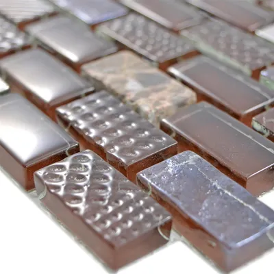 Produktbild von Glas Naturstein Mosaikfliesen Limona Braun