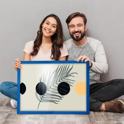 Produktbild von MG Design Bilderrahmen Blau A3 29,7x42 cm - Posterrahmen Echtholz mit Acrylglas, stabile Wandaufhängung, hoch/quer