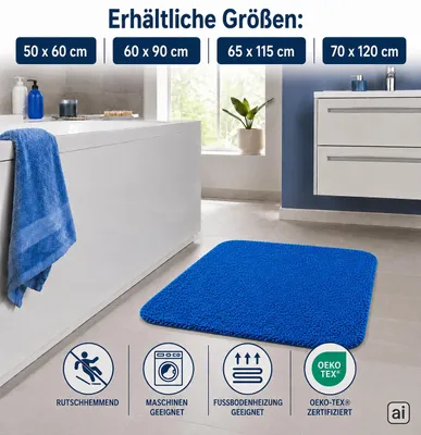 Produktbild von Badteppich Kleine Wolke Wilna 50 x 60 cm azurblau, KI-generiertes Bild
