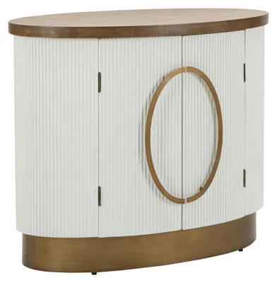 Image de Meuble Tolosa À 2 Portes En Bois Blanc Et Marron Avec Détails Dorés - Style Moderne - Référence : 1428030000