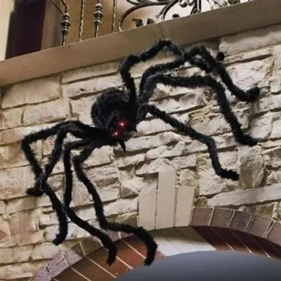 Zdjęcie produktu dla Gigantyczny pająk na Halloween, pająki na Halloween, przerażająca dekoracja na Halloween na zewnątrz, 90 cm, 1 szt