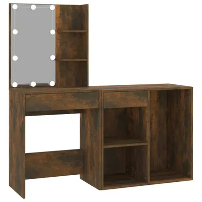 Produktbild von LED-Schminktisch mit Schrank Räuchereiche Holzwerkstoff