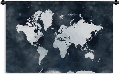 Produktbild von MuchoWow® Wandteppich Wandbehang Weltkarte - Blau - Aquarell 120x80 cm Tapisserie Dekoration Wandtuch - Wanddekorationen - Wandtücher