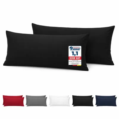Produktbild von Komfortec Premium Kissenbezug 40x80 cm – 2er Set – Kissenhülle mit Reißverschluss – 100 % gebürstete Mikrofaser– Superweich – Schwarz Kopfkissenbezug, KI-generiertes Bild