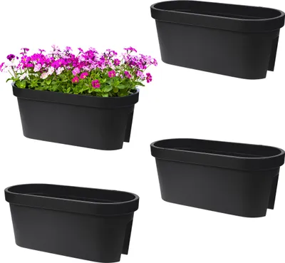 Produktbild von 3.11 4er Set Balkon Blumentopf OVAL - Farbe: ANTHRAZIT - Größe: 60x28 cm > 4 Stück