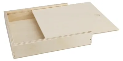 Produktbild von Holzbox 142 x 128 x 20 mm, mit Schiebedeckel, Holzschachtel, Birke, unbehandelt