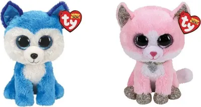 Produktbild von Ty - Stofftiere - Beanie Boo's - Prince Husky & Fiona Pink Cat
