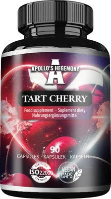 Produktbild von Sauerkirsche 500 mg pro Kapsel - Konzentrierter Extrakt 25:1 - 90 vegane Kapseln für gesteigertes Wohlbefinden - von Apollo's Hegemony