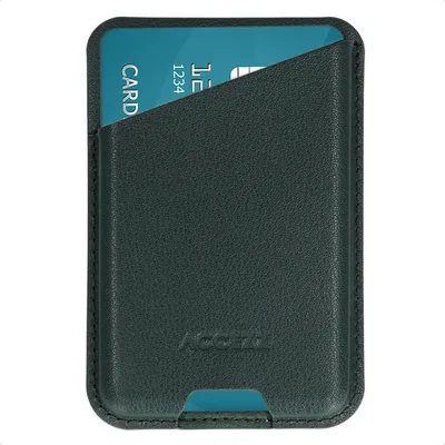 Image de Accezz Porte-cartes magnétique en cuir - Adapté à Apple Find My - Cedar Green