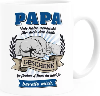 Produktbild von Kaffee-Tasse Papa Wir haben versucht für dich das beste Geschenk zu finden Sohn Tochter Vatertag Moonworks® Ich Uni-Weiß standard