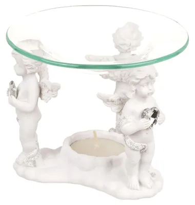 Produktbild von Aromalampe Glasschale Ø 11,5 x 11 cm Stehende Engel mit Herzen Putto