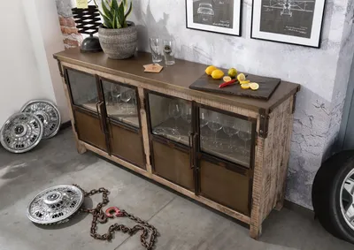 Produktbild von MASSIVMOEBEL24 Sideboard Mango 180x40x90 braun lackiert HEAVY INDUSTRY #250