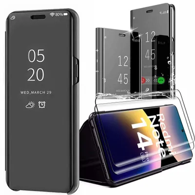 Image de Coque + 2 Verres Trempés pour Xiaomi Redmi Note 14 Pro 5G, Protection Clear View Smart Case - Noir