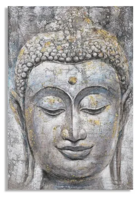 Produktbild von Leinwandbild Face Buddha Light A, Buddha-Gesicht in Relief