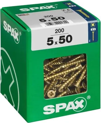 Zdjęcie produktu dla SPAX 4081020500508, Śruba, Stal, Cynk, Drewno, Płaska głowa, Pozidriv, Żółty