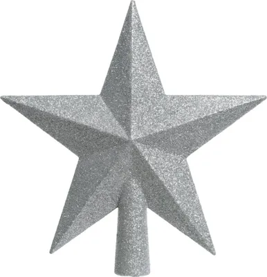 Produktbild von Bruchfeste Weihnachtsbaumspitze Stern Silberfarben mit Glitter Ø 19 cm - Kunststoff