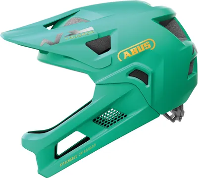 Produktbild von ABUS MTB-Helm YouDrop FF - Fullface-Helm für Kinder und Jugendliche - für den Einstieg in den Mountainbikesport - mit abnehmbarem Kinnschutz - Hellgrün, Größe S