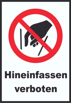 Produktbild von Hineinfassen verboten Schild A6 Rückseite selbstklebend